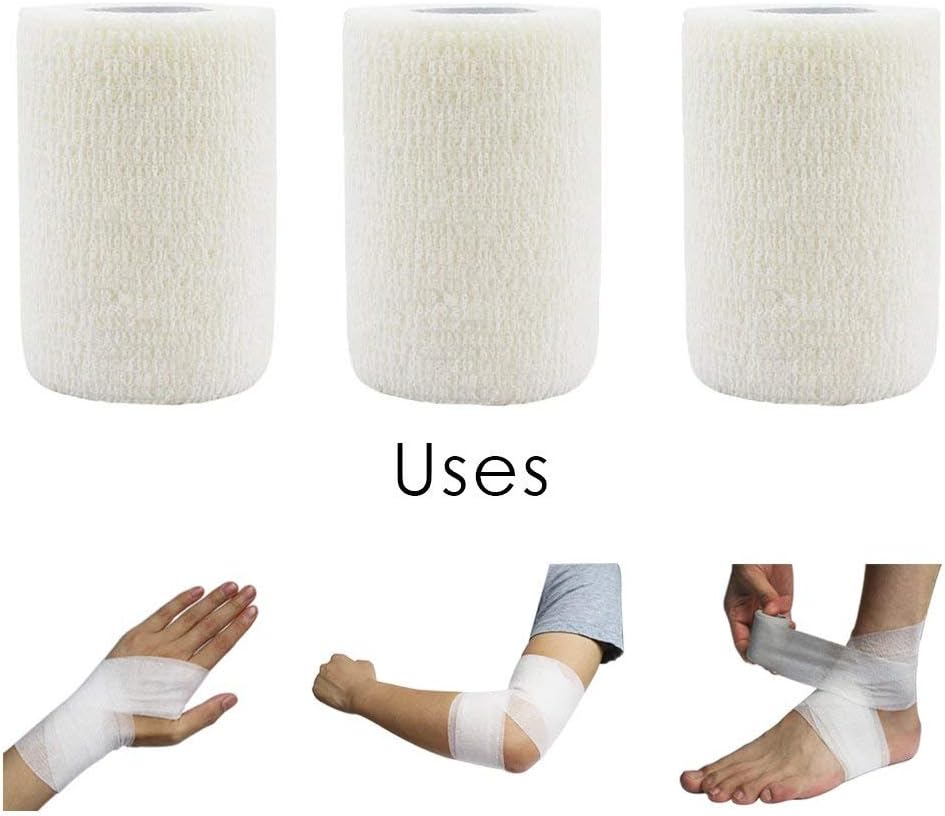 YuMai Self Adhesive Elastic Medical Cohesive Bandage 7.5cm X 4.5m (Pack of 3, White)