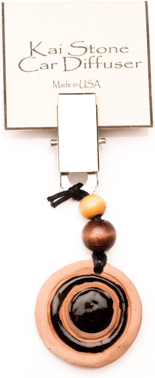 Hand Made TerraCotta Aromatherapy Car Diffuser Black Circle with vent clip by Izzybell Jewelry