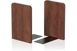 SHIKAMAN Book Ends, Non-Slip Bookends, Heavy Duty Wooden Bookend Support for Books and Movies (1, Square bookends)
