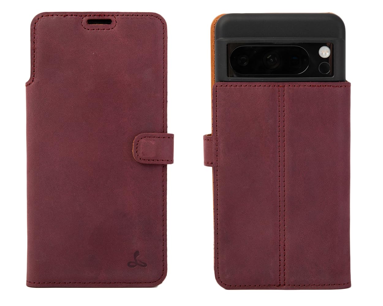 Snakehive Leather Wallet Phone Case for Google Pixel 8 Pro - Genuine Leather with Viewing Stand & 3 Card Holder - Flip Folio Cover with Card Slot (Plum)