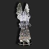 Eldnacele 14" Christmas Water Glittering Angels Figurine, Color Changing Angel Light for Tabletop Decoration Guardian Angel Gift