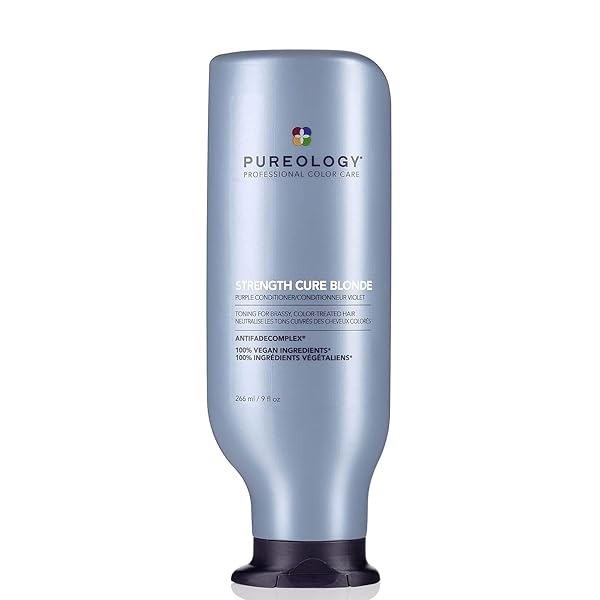 PUREOLOGY STRENGTH CURE BLONDE PURPLE CONDITIONER FOR BLONDE & LIGHTENED COLOR-TREATED HAIR, 9 FL OZ