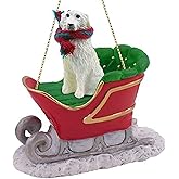 Conversation Concepts Great Pyrenees Sleigh Ride Christmas Ornament - Delightful, Gold