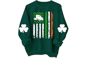 GENERIC 2024 St Patricks Day Shirt for Women,Irish Shamrock Lucky Sweatshirt Long Sleeve Crewneck Casual Pullover Tops for Holidays