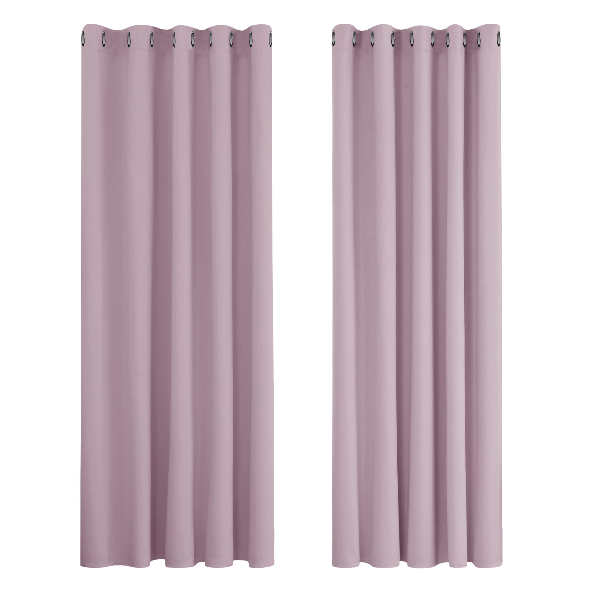 Deconovo Super Soft Thermal Insulated Blackout Curtains Eyelet Curtains Bedroom 66 x 90 Inch Pink Lavender 2 Panels