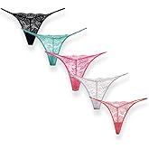 Sexy G-string Thong Panty Underwear Pack of 5 (Large, T-string)Assorted