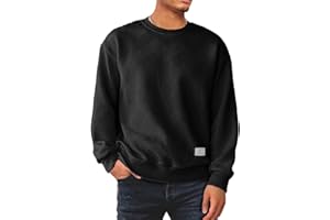 Dokotoo Men Men's Crewneck Sweatshirts Soild Color Geometric Texture Long Sleeve Casual Pullover Shirt