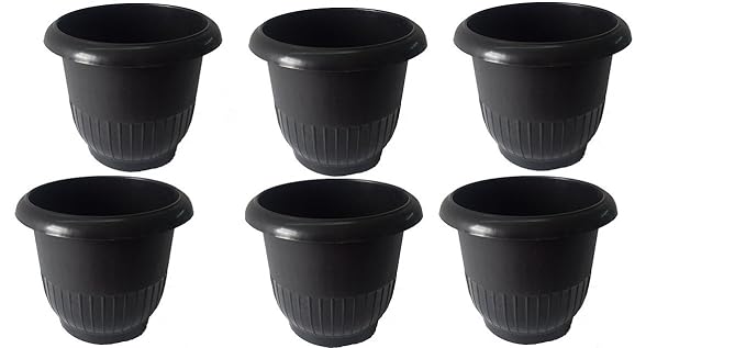 First Smart Deal Plastic Planter Ex 007 - Pack of 6 Black