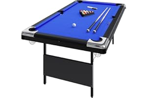 6FT Foldable Pool Table for Adults, Full Size Portable Billiards Table with Accessories, Includes Balls, 2 Cues, Chalk, Brush