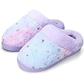 WateLves Girls Slippers Toddler Kids Plush Sequin Slip On Slippers Memory Foam Warm House Shoes for Indoor Outdoor