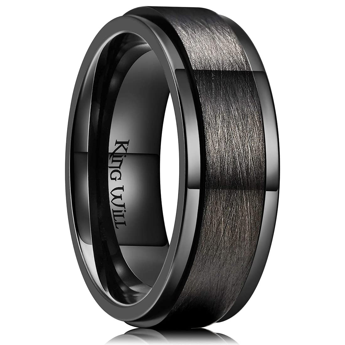 King Will 8mm Black Stainless Steel Spinner Ring