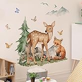 Forest Animal Wall Decals - Peel and Stick Nursery Decor for Kids Room, Playroom & Classroom，Removable Fox, Deer, Bunny & Owl Stickers，Waterproof Cartoon Animal Wall.