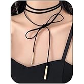 Chstarhy Gothic Bow Velvet Choker Necklace Sexy Long Tie Neck Chain with Silver Gold Pendant Boho Rope Collar for Women Party Accessories