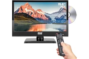 PYLE 15.6" 1080p LED RV Television - Flat Screen Monitor FHD TV w/HDMI, RCA, Multimedia Disk Combo, 12V/24V Car Adapter, Full Range Stereo Speaker, Wall Mount, Works w/Mac PC, Includes Remote Control