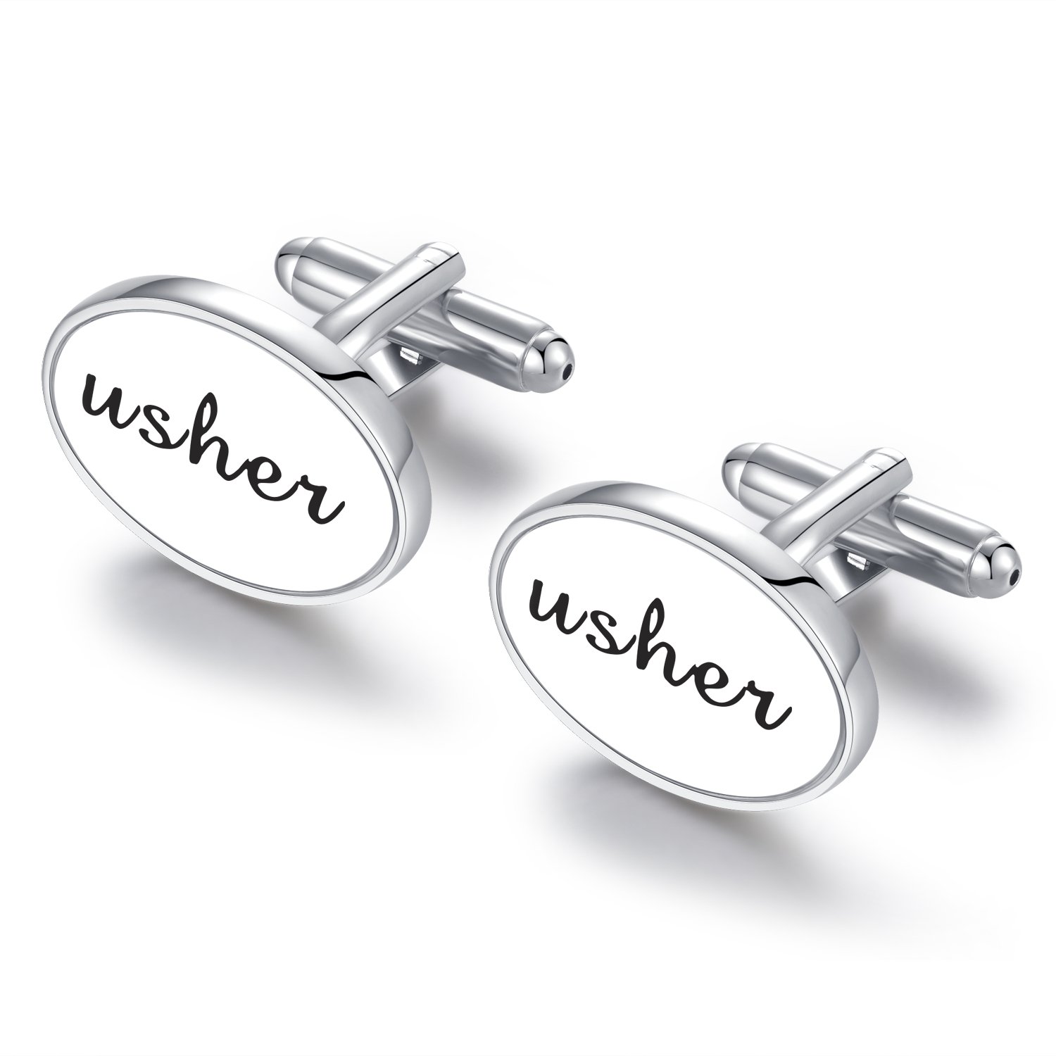 Honey Bear Mens Oval Wedding Cufflinks with Gift Box (Best Man) (Usher), Usher, 24 X 15mm