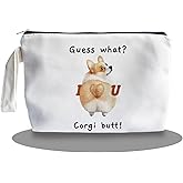SQQCMM Corgi Gifts for Corgi Lovers Makeup Bag - Funny Cute Corgi Butt Dog Themed Gifts for Lovers Girls Mom Women, Cosmetic Travel Bags for Women, Canvas Zipper Makeup Bag