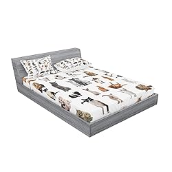 Lunarable Cat Lover Fitted Sheet & Pillow Sham