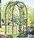 Plow & Hearth Arch Metal Outdoor Garden Arbor Double Gate | Montebello | 7 Feet Tall | Gunmetal Black | Trellis Lattice Climbing Plants