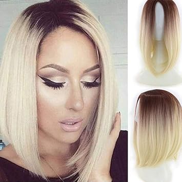 Fashion High Quality Women Straight Blonde Hair Wigs Shoulder