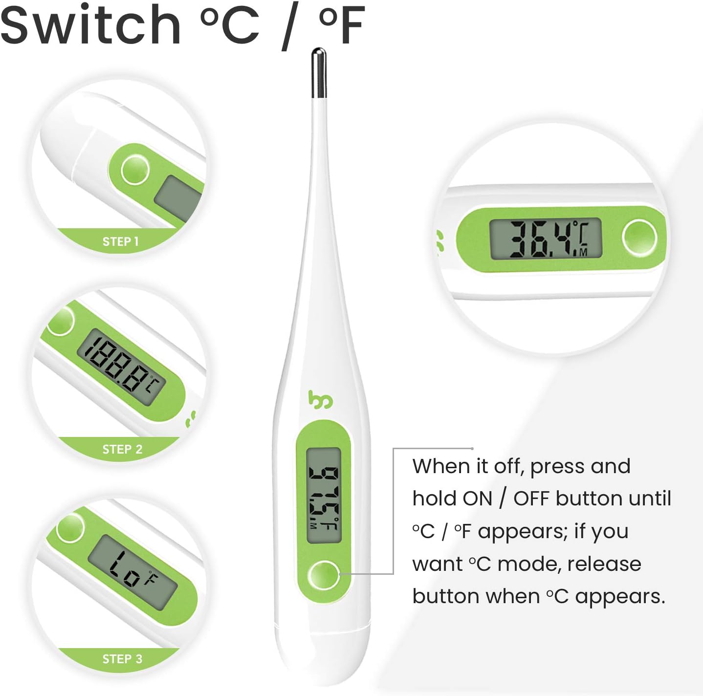 Thermometer for Adults, Oral Thermometer for Fever, Medical Thermometer with Fever Alert, Memory Recall, C/F Switchable, Rectum Armpit Reading Thermometer for Baby Kids and Adults[2020 New Model]: Health & Personal Care