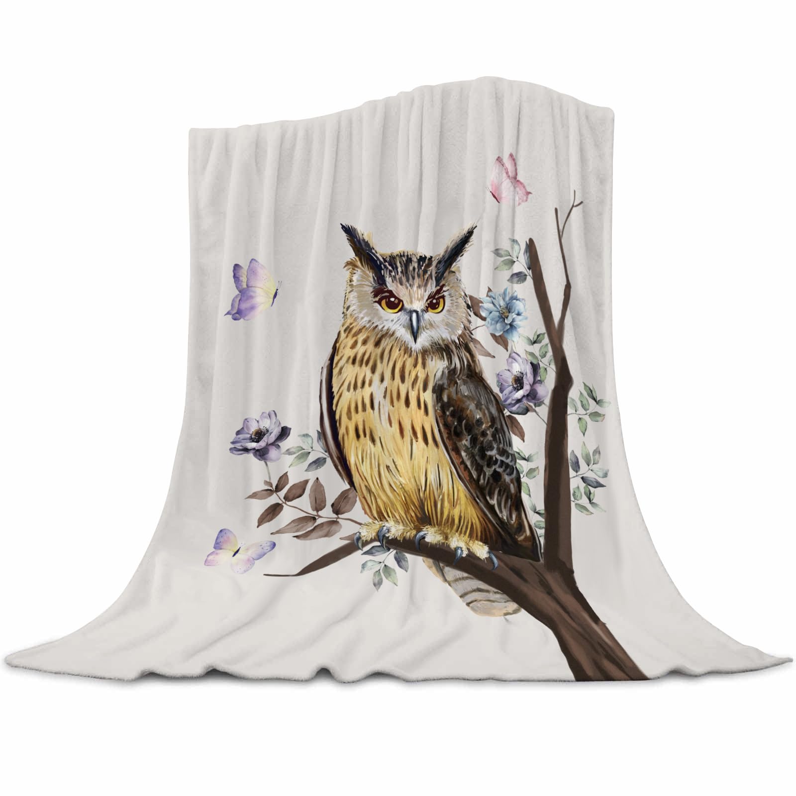 Gaakvrr Owl Blanket, Soft Warm Fuzzy Fleece Plush Blanket Smooth Cozy Flannel Throw Blanket, Owl Throw Blanket for Couch Sofa Bed 100x130cm(40x50 Inch)