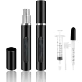 Kewjug 2 Pack Refillable Mini Perfume Atomizer Bottle，Portable Separate Bottles，Travel and Outings Spray Boxes Dispensers 5ml/0.2oz (Black)