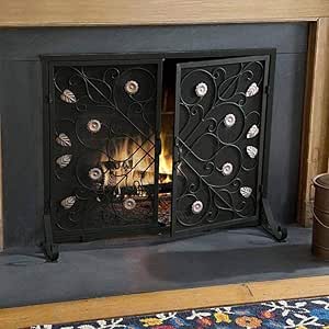 Pantalla Chimenea Pantallas de Chimenea Planas con Puerta, Malla de