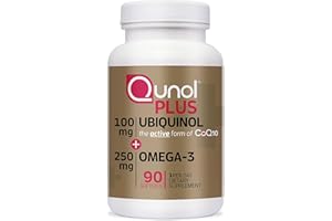 Qunol Plus Ubiquinol CoQ10 100mg with Omega 3 Fish Oil 250mg, Extra Strength Antioxidant Supplement, 90 Count