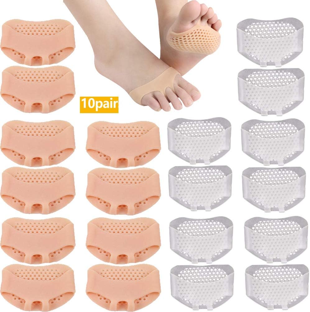 Metatarsal Pads10 Pair Foot Pads Breathable & Soft Gel Ball of Foot