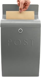 Maison & White Wall Mounted Post Box Glossy Finish Gray 37cm x 9cm x 25.5cm view 2