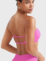 YEOREO Women Strapless Bandeau Sports Bra Padded