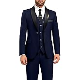 Fesenbo Mens Suit Slim Fit 3 Pieces Suit 1 Button Shawl Lapel Men Suit Blazer Jacket Vest Pants Bow Tie Pocket Square Brooch