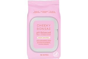 Cheeky Bonsai pH Balanced Feminine Wipes - Removes Odor - Gentle on Sensitive Skin - No Dyes or Parabens - Hypoallergenic - Gynecologist Approved - 30 Count