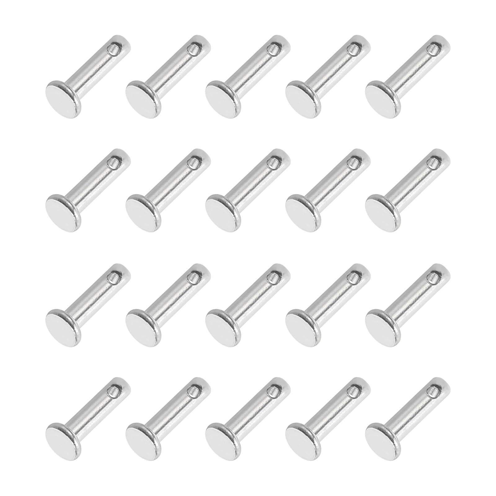 PATIKIL 3 x 12 Mm Single Hole Clevis Pins, 20 Pcs 304 Stainless Steel Flat Head Pin for Hitch Pin Lock Link Hinge Systems, Silver