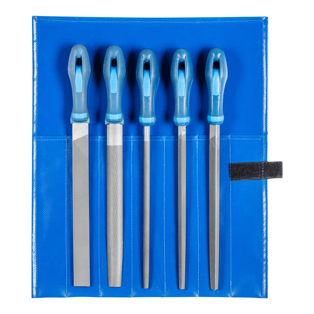 PFERD Workshop File Set in PVC Roll Bag, 5 Files, Cross Cut H1, 250 mm, 11800541 - Suitable for Coarse Cutting and Roughing