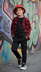 OCHENTA Toddler Flannel Shirt Boys Long Sleeve