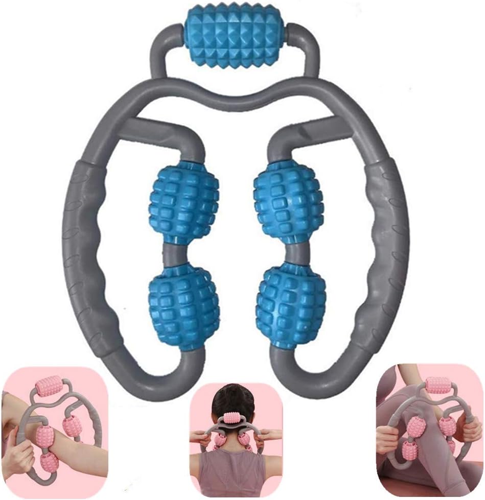 Leg Massager Manual Deep Muscle Massage,360°Leg Muscle Massager,5 Wheels Roller Trigger Point Muscle Therapy Stick Roller Wand,Yoga Fitness Massager (Blue): Health & Personal Care