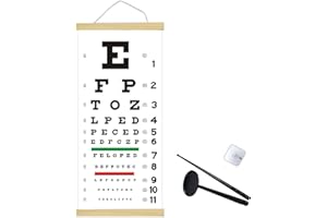 JIAYUYUARPY 3Pcs Eye Chart with Wooden Frame for Exams 20 Feet, with Hand Pointer and Eye Occluder for Eye Medical Exams