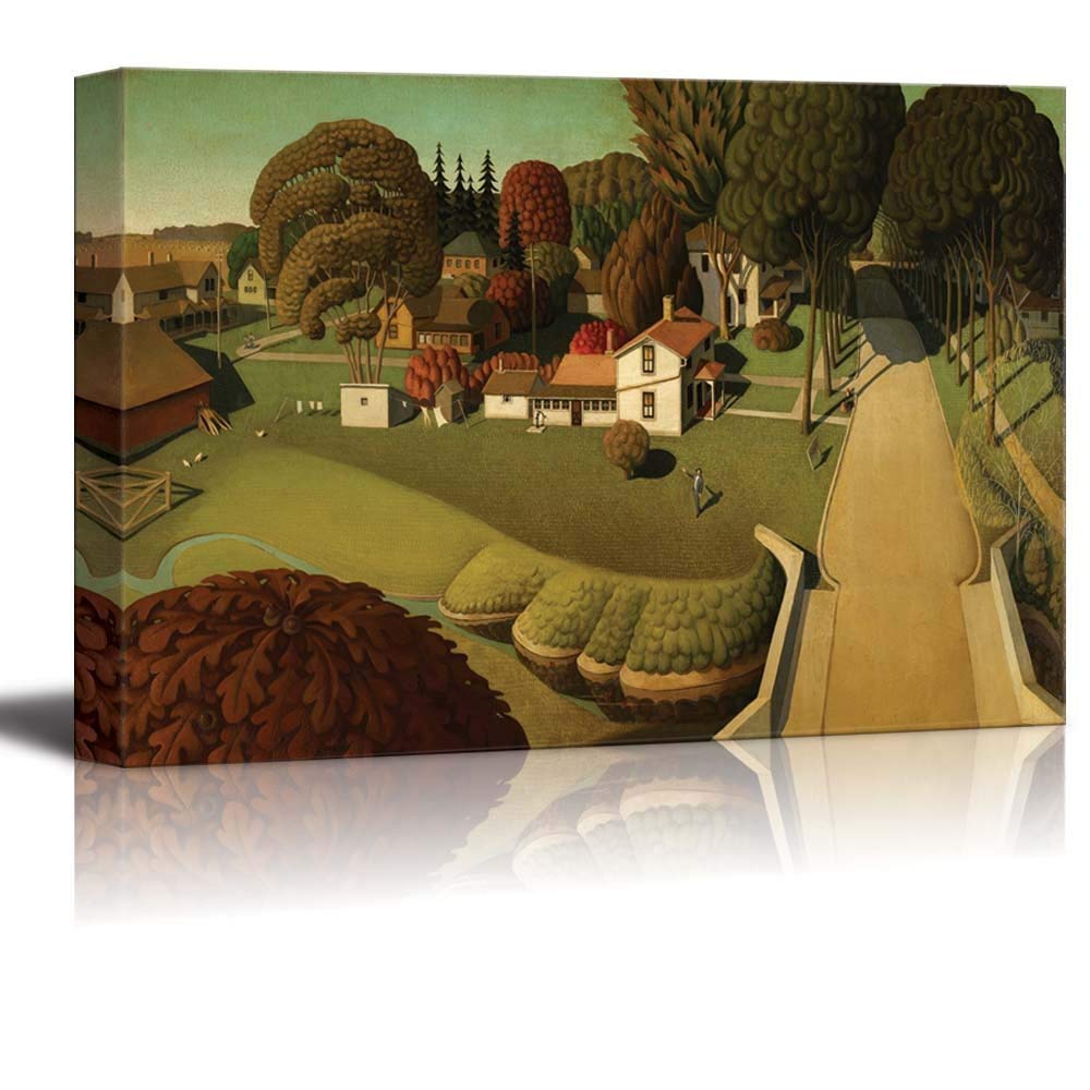 Canvas Prints Wall Art - The Birthplace of Herbert Hoover, West Branch, Iowa by Grant Wood - Canvas Print Wall Art Famous Painting Reproduction - 16" x 24"