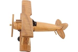 Garneck Wooden Airplane Model Vintage Airplane Decor DIY Plane Figuruine Handicraft Propeller Airplane Sculpture for Home Office Desktop Ornament Photo Props or Birthday Present