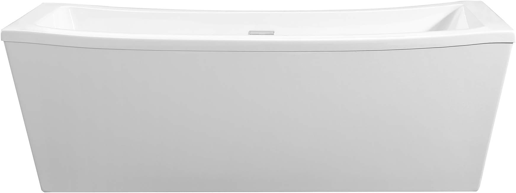 Ove Decors Freestanding Soaking Bathtub in Pure, Modern Tub with Chrome Pop Up Drain and Waste Overflow, 70 inches, Terra 70 White