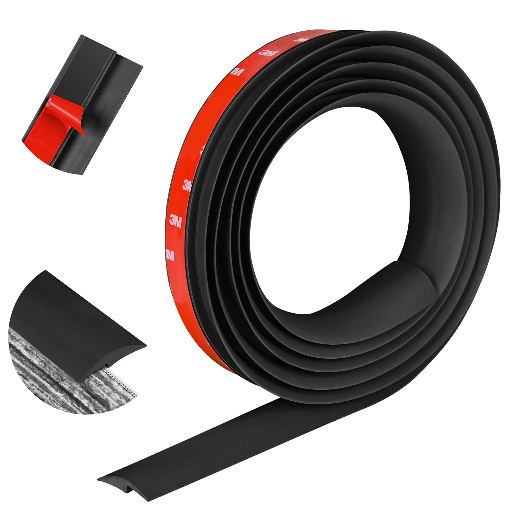 Photo 1 of 10Ft Floor Transition Strip Self Adhesive Carpet to Tile Floor Edging Trim PVC Threshold Strips, Peel and Stick Floor Joining Strip Suitable for Threshold Height Less Than 5mm(Black)