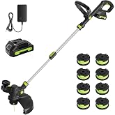12-Inch Cordless Grass Trimmer &amp; Edger, 20V 4.0Ah Battery, Auto Line Feed | 3-in-1 Battery Powered Lawn Edger/Grass Cutter/Mini Mower, Lightweight String Trimmer for Lawn, Garden and Yard