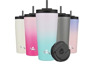 Konokyo 22OZ Insulated Tumbler with Lid and 2 Straws Stainless Steel Water Bottle Vacuum Travel Mug Coffee Cup,Oasis