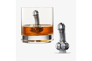 THE WINE SAVANT Unique Whiskey & Wine Chiller - Funny Liquor Ice Chilling Suction Cup, Beverage Cooler, Peni Shaped Gag Gift For Whiskey, Bourbon, Tequila, Vodka Lover, Reusable Stainless Steel - Just Freeze It!