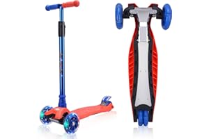 WV WONDER VIEW 3 Wheel Scooter for Kids Ages 6-12,Kids Scooter with Light Up Wheels, Sturdy Deck Design, and 4 Height Adjustable Suitable for Kid Ages 3-12