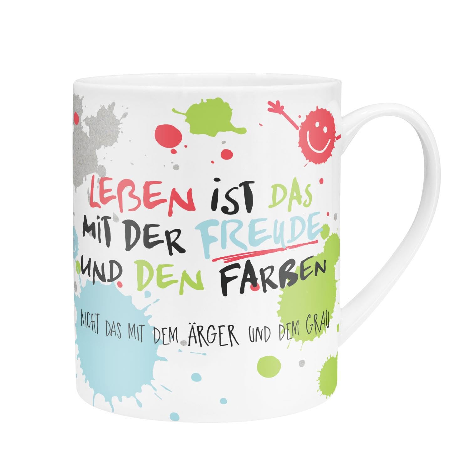 H:)PPY life XL Mug Motif Freude Giant Porcelain Jumbo Mug 60 cl with Saying Gift Boyfriend Girlfriend 45358