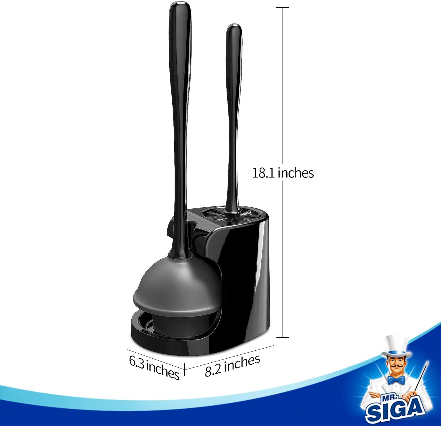 MR.SIGA Toilet Plunger and Bowl Brush Combo for Bathroom Cleaning, Black, 2 Sets: Home & Kitchen