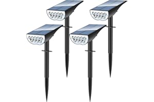 ZOOKKI Solar Spot Lights Outdoor, Solar Lights Outdoor Waterproof IP65, 3 Brightness Modes Dusk to Dawn Landscape Spotlights for Yard Garden Pathway Tree Decoration, Cool White, 4 Pack