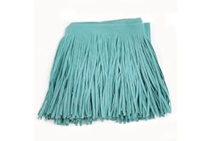 Yalulu 2 Meter Double Side Leather Suede Tassel Fringe Trims, Faux Leather Tassel Trims Ribbon DIY Sewing Craft Garment Hem Accessories (Lake Blue)